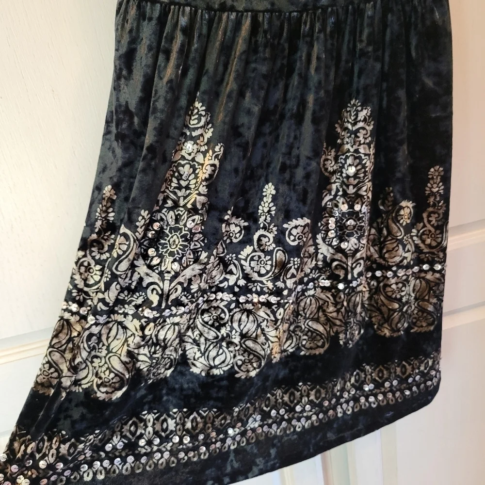 Free People Black Velvet Sequin Sleeveless Mini Dress